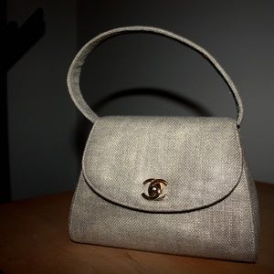 CHANEL Neutral and Gold Tweed Bag